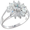 Cz Round Cut Sunflower Sterling Silver Ring