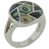 Size 8 Round Abalone Rhinestone Ring