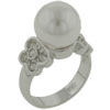 Size 8 White Pearl With Cz Butterfly Sides Ring