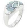 Size 8 Blue Mother Of Pearl Lotus Ring
