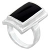 Emerald Cut Faux Onyx Black Rings