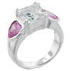 Size 8 Pricess Cut Cz Pink Cz Hearts Ring