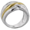 Size 8 Gold Tone Weave Sterling Silver Ring