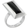 Size 8 Elongated Rectangular Onyx Gemstone Black Rings