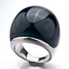 Size 8 Round Smooth Agate Black Rings