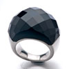 Size8 Classic Cut Round Agate Black Rings