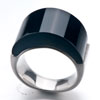  Rings - Size8 Black Smooth Round Agate Ring