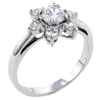 Size 9 Round Cut Cz Flower 925 Sterling Silver Ring