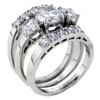 Size 9 Round Cut Cz 925 Silver Wedding Set Ring