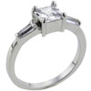 Size 9  Square   Cut  Cz With Baguette Accents Ring