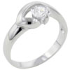 Size 9 Round Cut Zirconia Chevron Set Ring