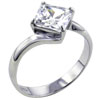 Size 9 Square Cut Cz Twist  925   Sterling   Silver  Ring