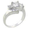 Size 9  Square   Cut  Triple Cz Sterling Ring