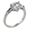 Size 9 Cz  Heart  With Baguette Accents Ring