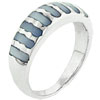 Size 9 Blue Stripe Mother Of Pearl Ring