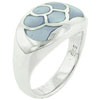 Size 9 Blue Mother Of Pearl Lotus Ring
