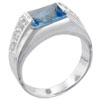 Size 9 Emerald Cut Cz Aquamarine Rhinestone Ring