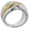 Size 9 Gold Tone Weave Sterling Silver Ring