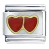 Two Hearts Red Italian Charm