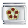 Gpld Plated Red  Flower   Italian   Charm 