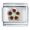 Silver Plated  Red   Flower  Italian Charm