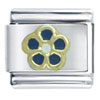 Blue Gold  Flower   Italian   Charm 