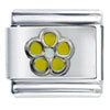  Silver  Plated Yellow Flower  Italian  Charm