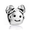 Cute Pigtail Girl Silver Plated Beads Charms Bracelets