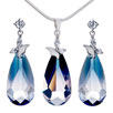 Pugster Classic March Birthstone Aquamarine Swarovski Crystal Drop Pendant And E