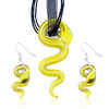 Yellow Snake Dichroic Glass Pendant And  Earring  Set
