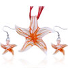 Orange  Starfish   Murano   Glass   Pendant  And Earring Set