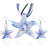 Blue Starfish Murano Glass Pendant And Earring Set
