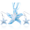 Pale Blue  Starfish   Murano   Glass   Pendant  And Earring Set
