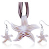 Bean Red Starfish Murano Glass Pendant And Earring Set