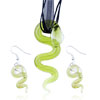 Peridot Snake Dichroic Glass Pendant And Earring Set