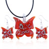  Red   Butterfly  Dichroic Glass Pendant And Earring Set