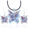 Pale Blue Butterfly Dichroic Glass Pendant And Earring Set