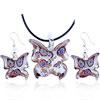  Silver  Butterfly Dichroic Glass Pendant And Earring Set