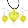 Yellow Flower Heart Shaped Pendant And Earring Set