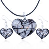  Silver  Heart Pendant And Earring Set