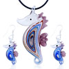 Purple And Blue Sea Horse Dichroic Glass Pendant And Earring Set