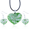 Green Heart Pendant And  Earring  Set