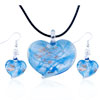 Pale Blue Heart Pendant And  Earring  Set