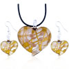 Amber Heart Pendant And  Earring  Set
