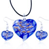 Blue Heart Pendant And Earring Set