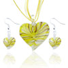 Yellow Waveline Heart Shaped Pendant And Earring Set