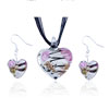 Black And White Zigzag Line Heart Pendant And Earring Set