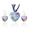 Pale Blue And White Zigzag Line Heart Pendant And Earring  ... 