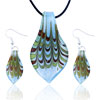 Red And Green  Pattern  Blue Leaf Dichroic  Glass  Pendant And  ... 