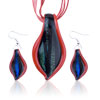 Red Frame Leaf Dichroic Glass Pendant And Earring Set